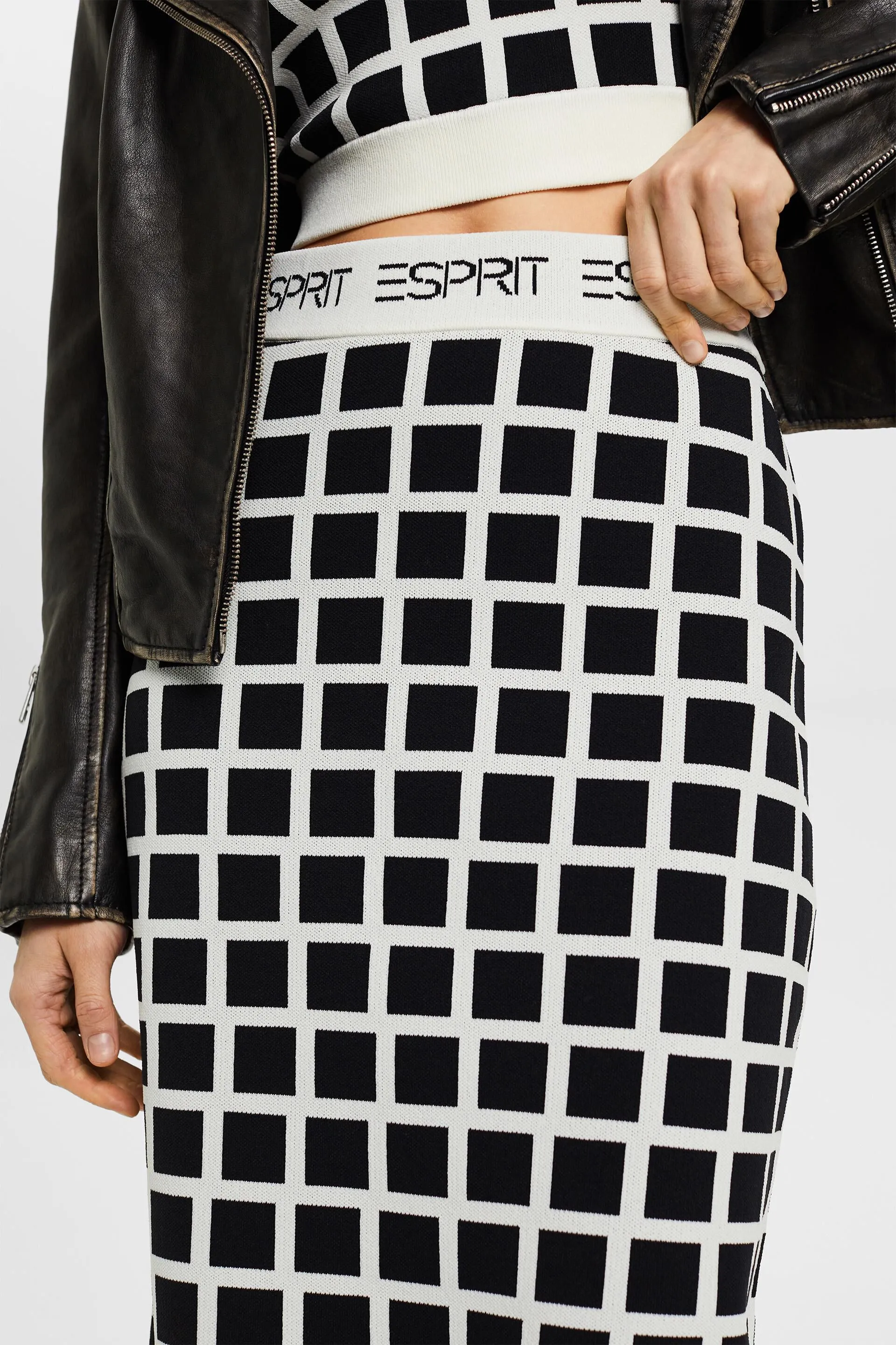 Falda midi jacquard con logotipo