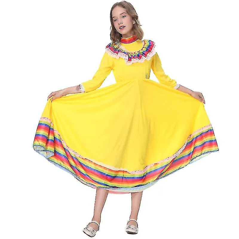 Falda tradicional mexicana de niña Falda grande Estilo étnico Vestido Traje de baile