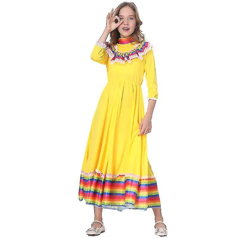 Falda tradicional mexicana de niña Falda grande Estilo étnico Vestido Traje de baile