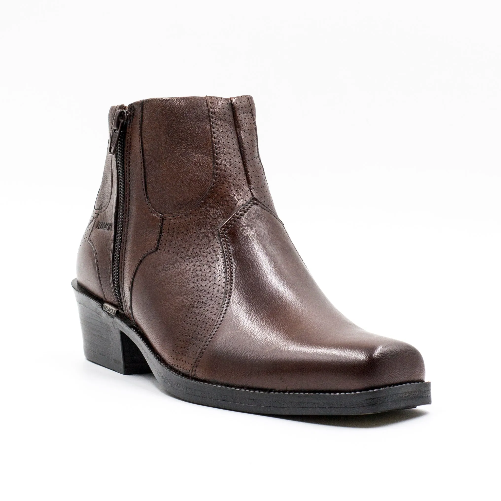 Ferracini Botin hombre con cierre color café