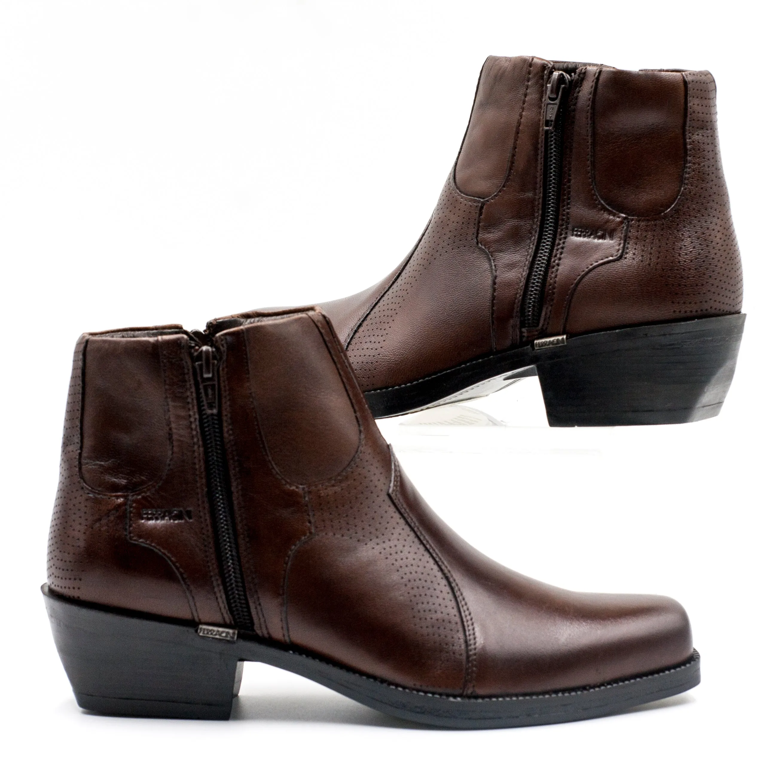 Ferracini Botin hombre con cierre color café