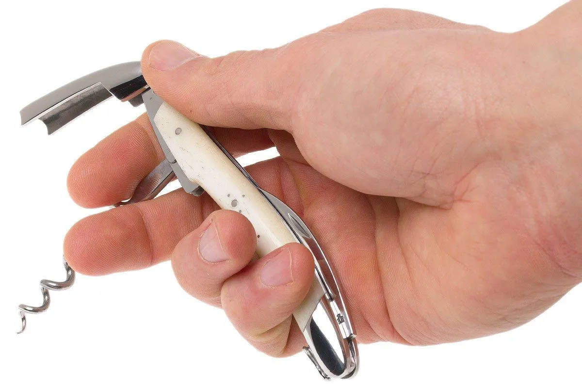 Forge Laguiole SOMX1OS sacacorchos de camarero pulido, hueso blanco
