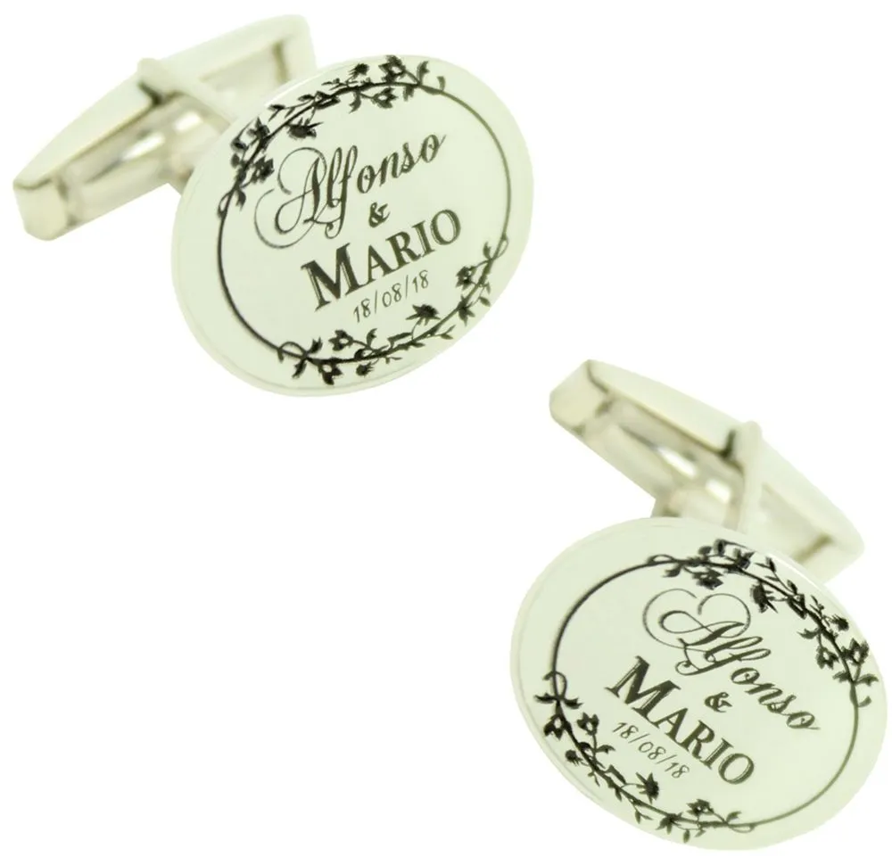 Gemelos personalizados con fecha Boda Plata 925