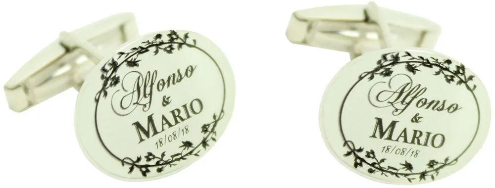 Gemelos personalizados con fecha Boda Plata 925