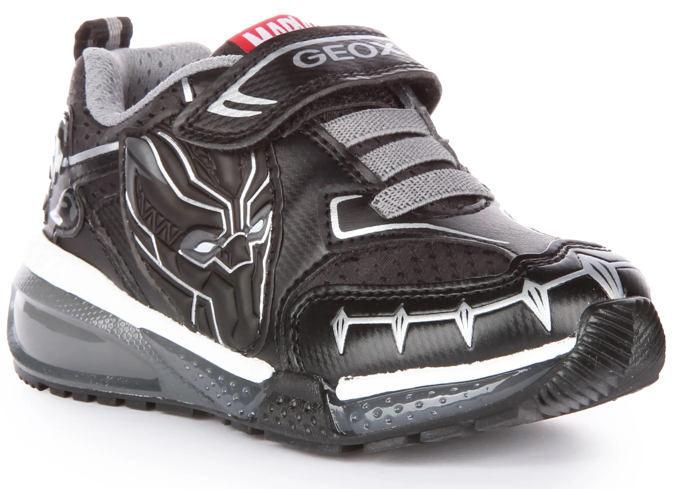 Geox J Bayonyc B.B Zapatillas con estampado de Black Panther de un solo tirante para niños en negro