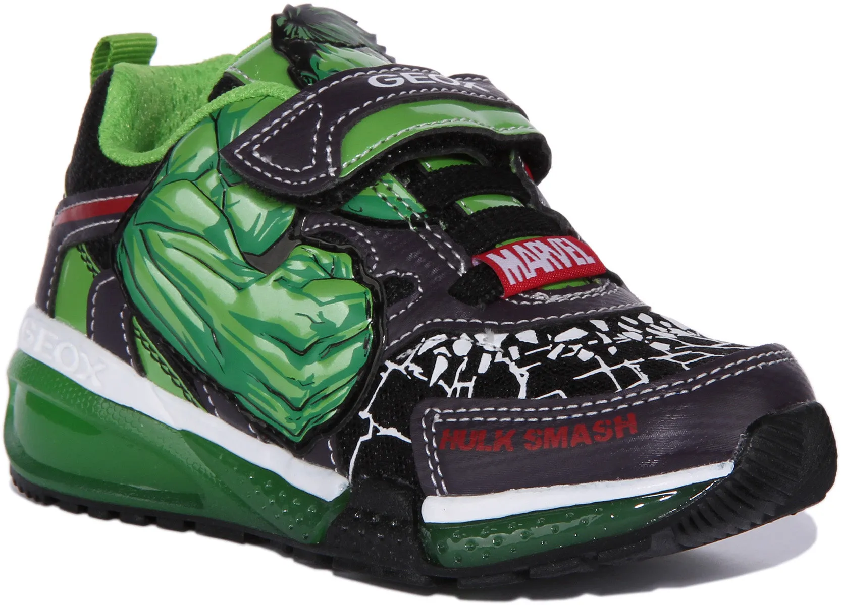 Geox J Bayonyc B.B Zapatillas con estampado de Black Panther de un solo tirante para niños en negro