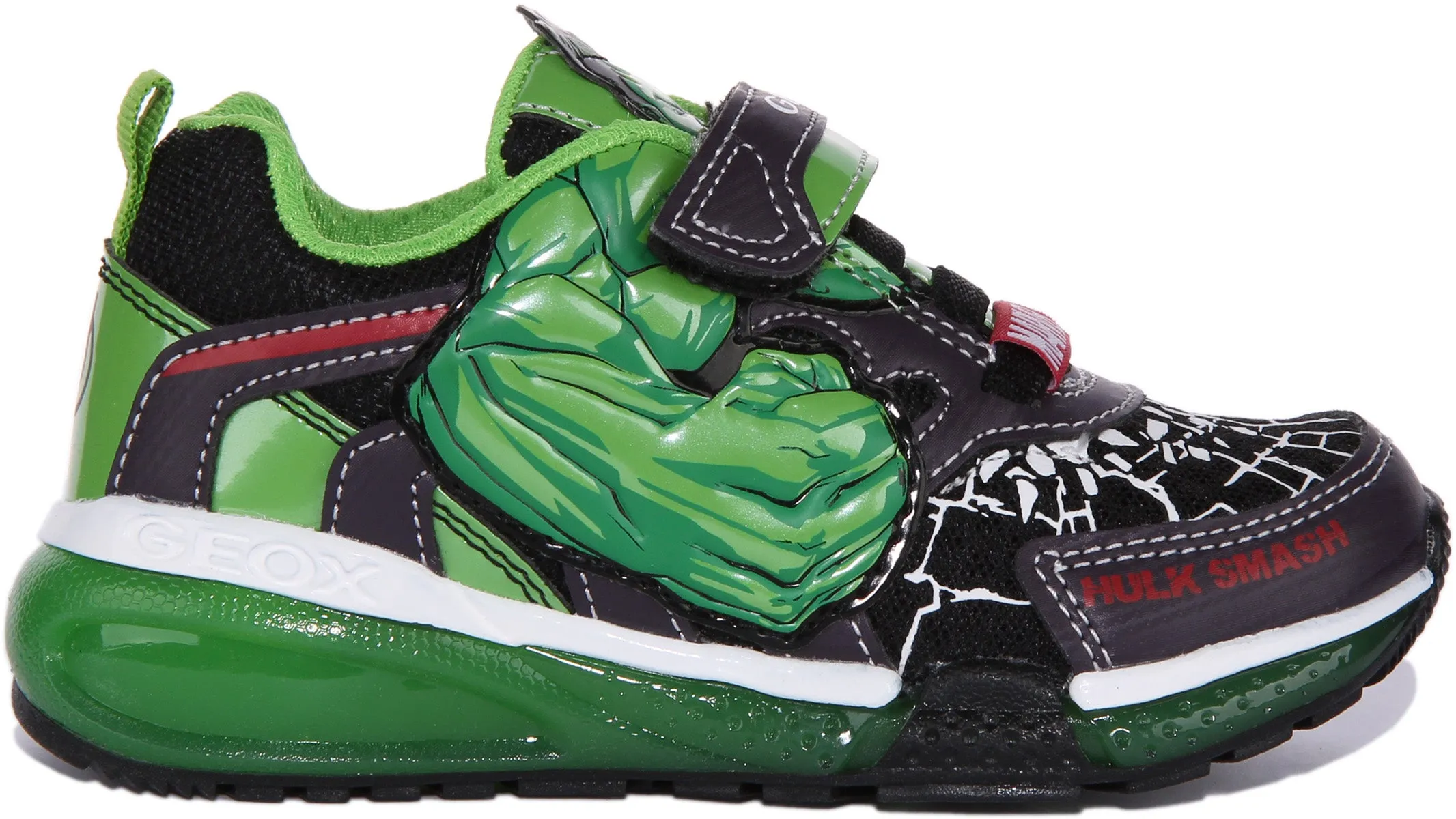 Geox J Bayonyc B.B Zapatillas con estampado de Black Panther de un solo tirante para niños en negro