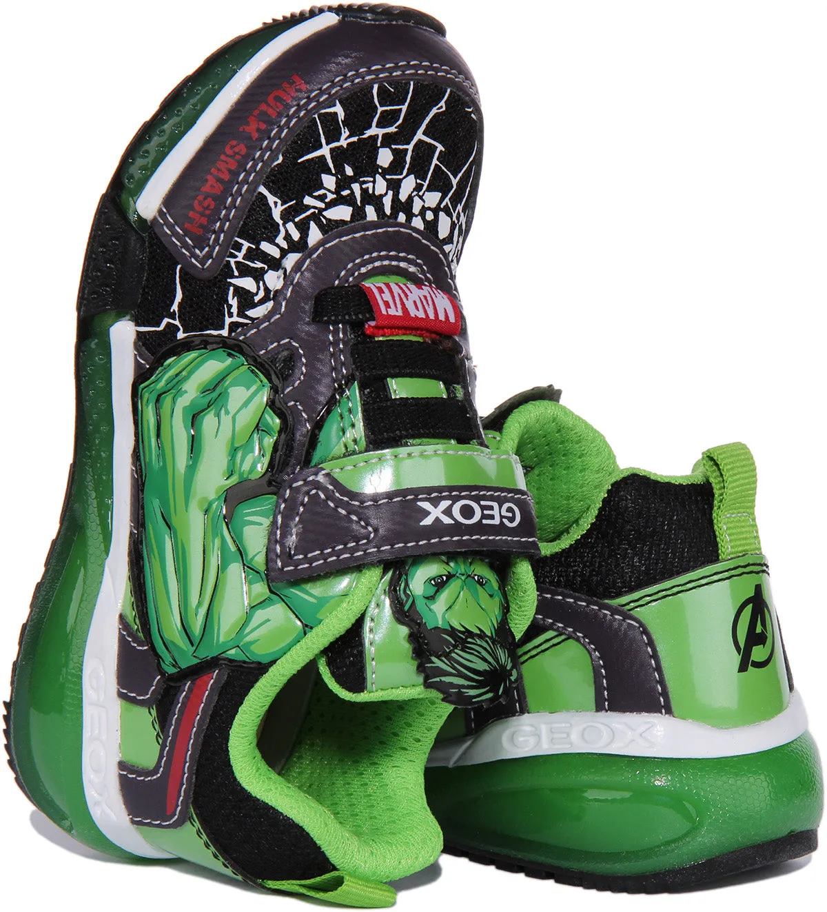 Geox J Bayonyc B.B Zapatillas con estampado de Black Panther de un solo tirante para niños en negro