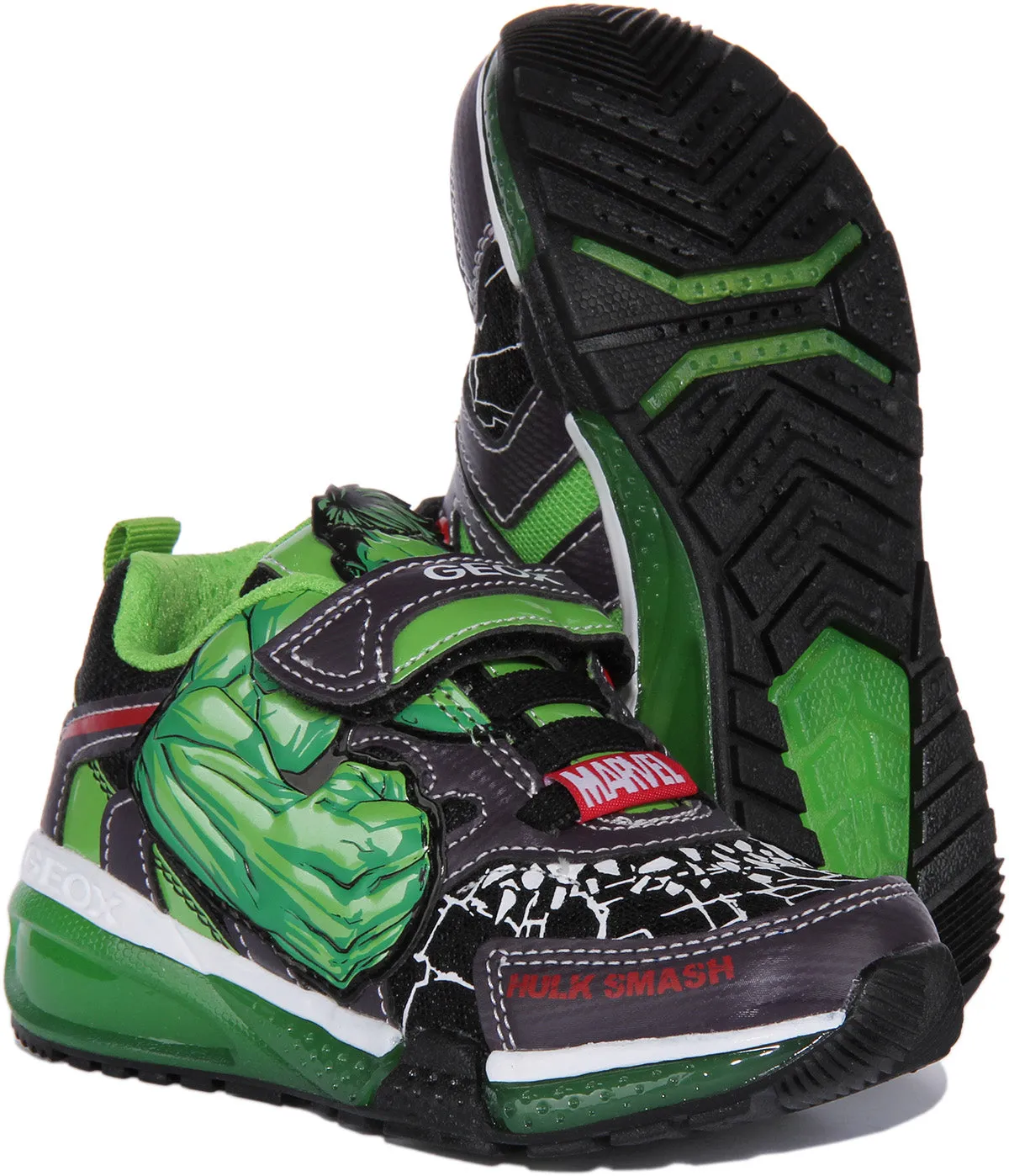Geox J Bayonyc B.B Zapatillas con estampado de Black Panther de un solo tirante para niños en negro