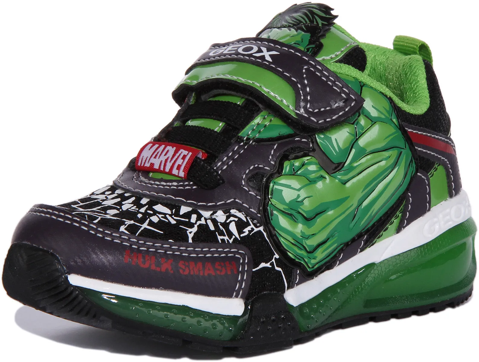 Geox J Bayonyc B.B Zapatillas con estampado de Black Panther de un solo tirante para niños en negro