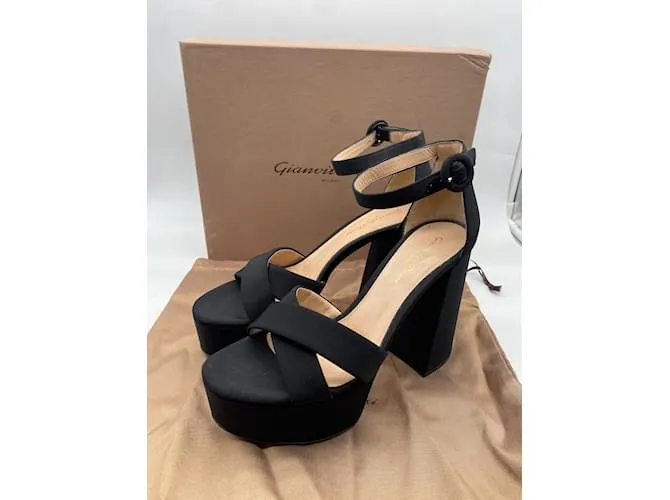 GIANVITO ROSSI Sandalias T.UE 37.5 paño Negro 