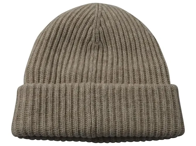 Gorro Ganni Rib Knit en lana reciclada beige 