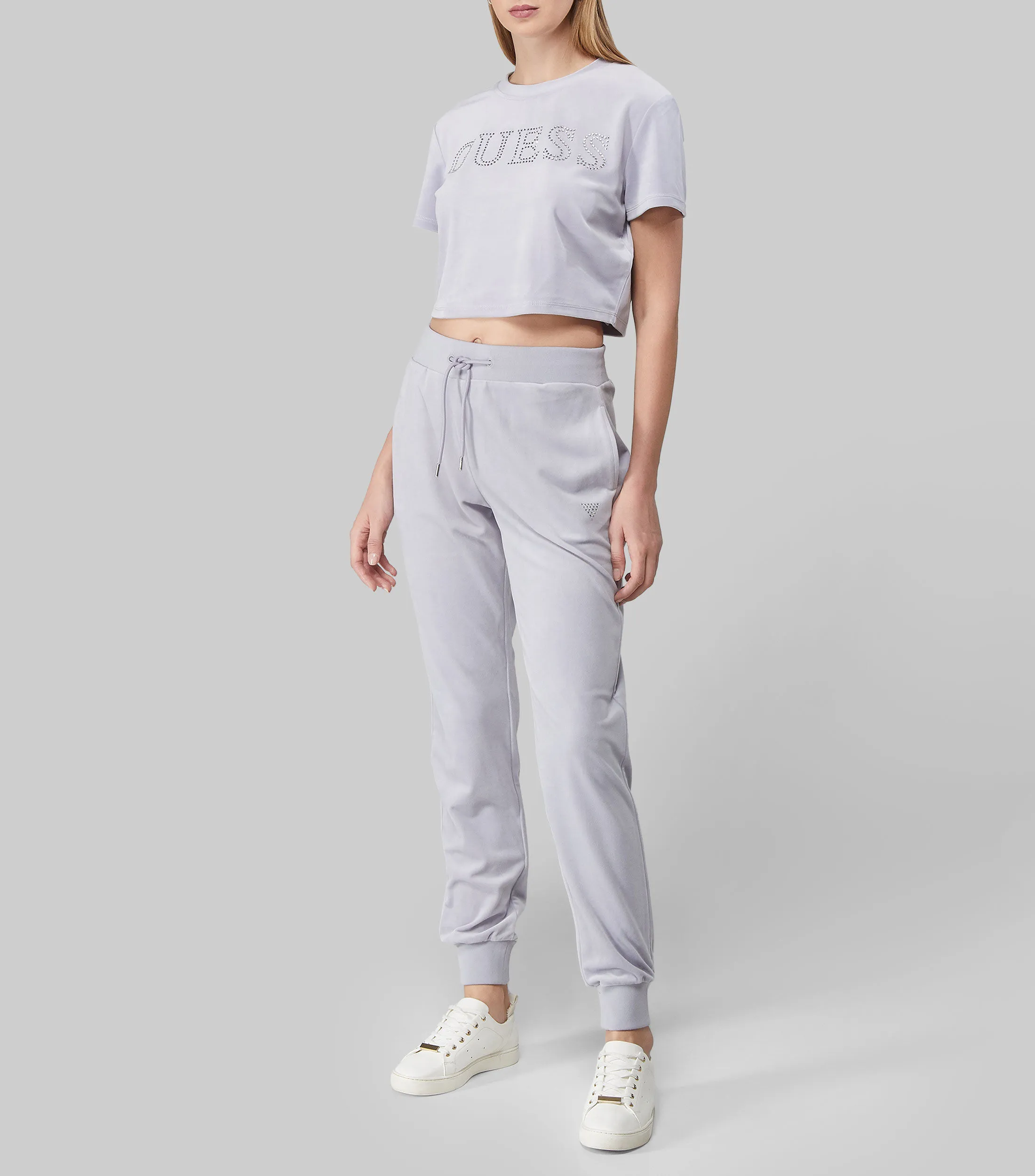 Guess Playera crop top de cuello redondo y manga corta Mujer