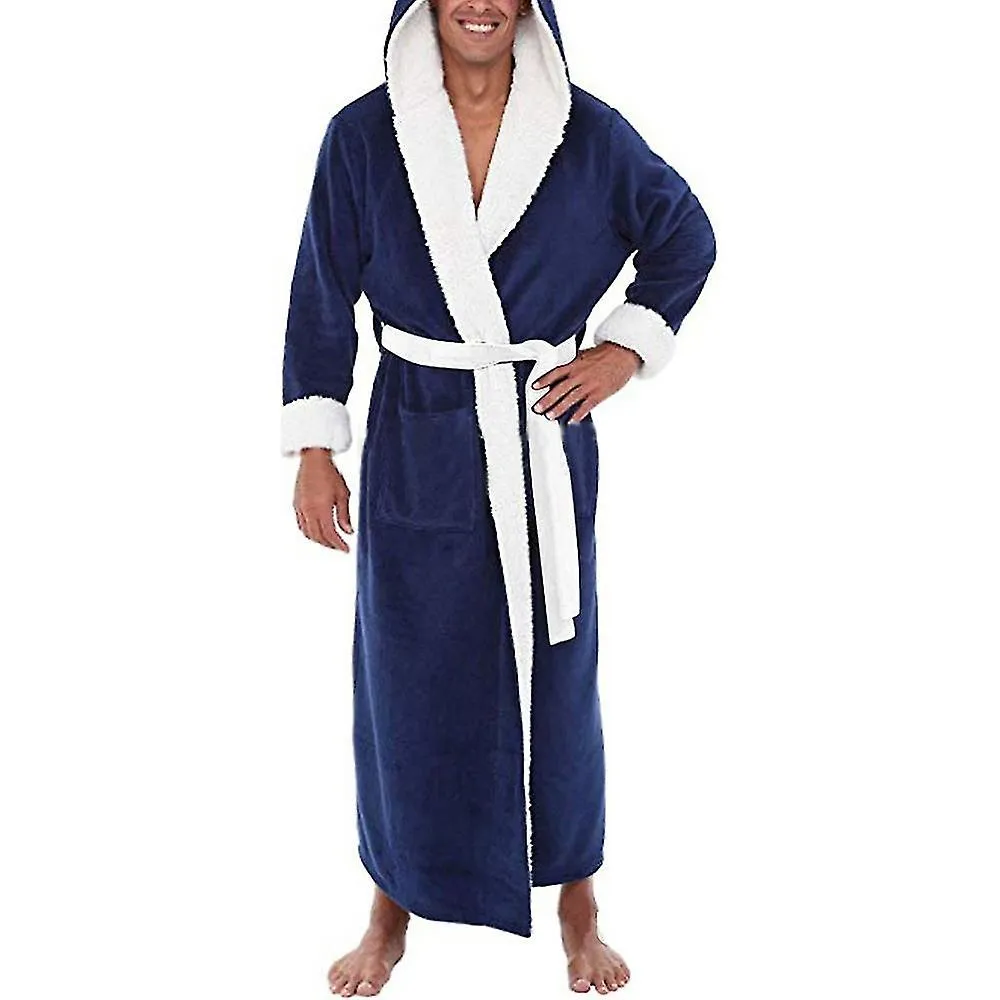 Hombres Albornoz largo con capucha Vestido de vestir de camisón suave vestido de camisón