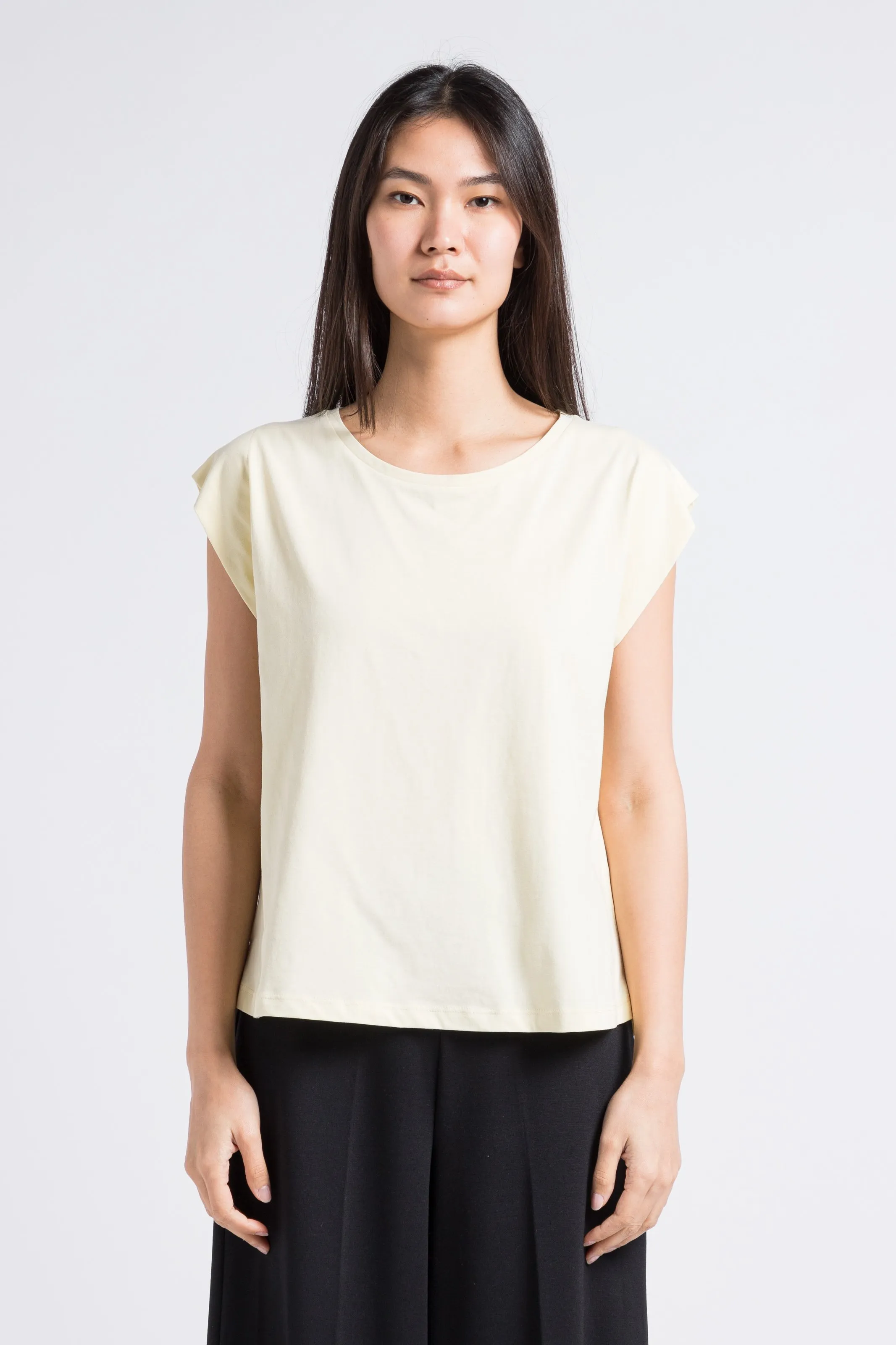 HUMILITY Camiseta con sisas bajas de algodón en blanco