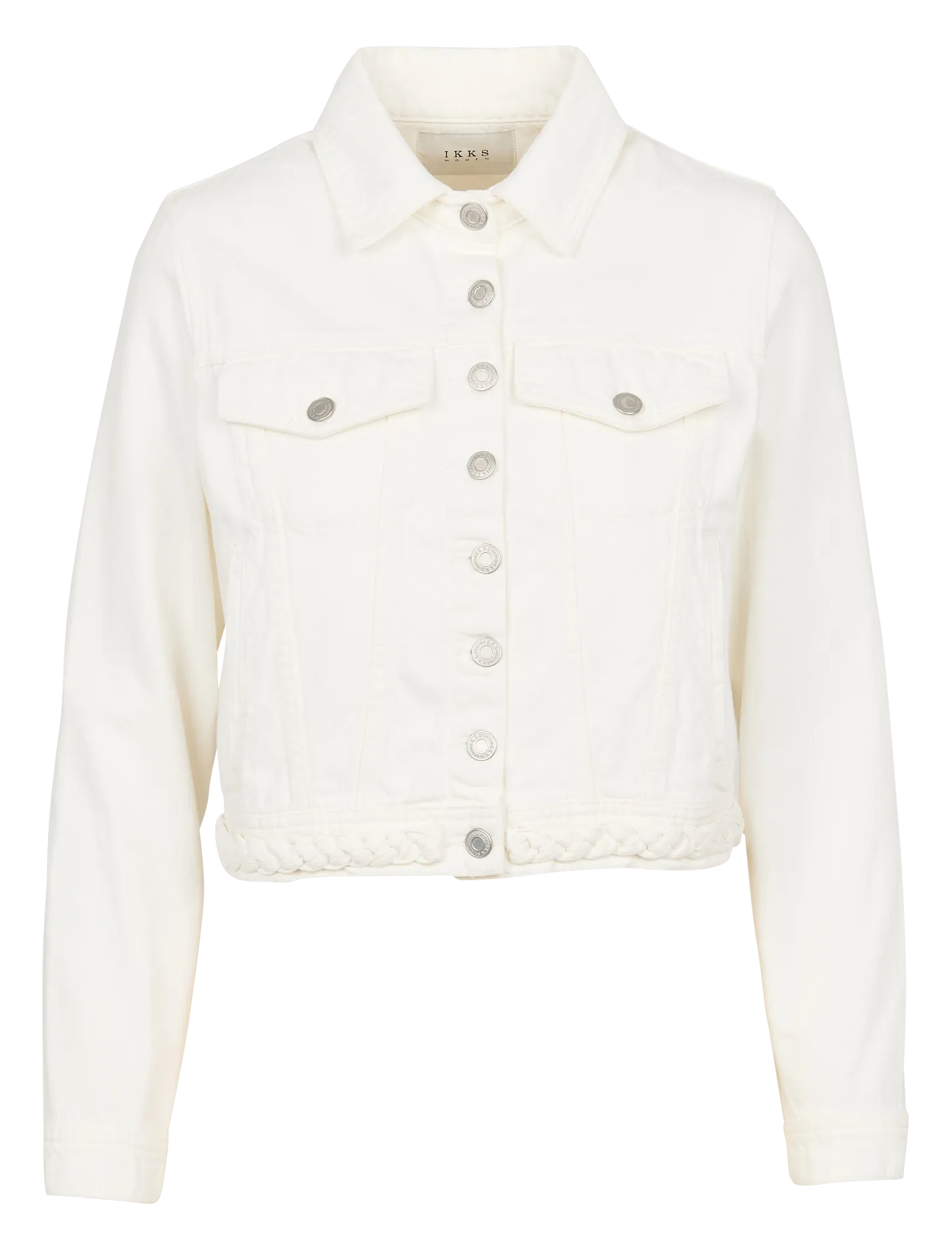 IKKS Chaqueta de mezclilla recta de algodón. en blanco
