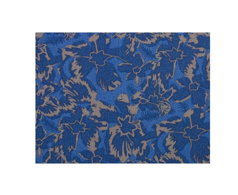 INDIGO BLUE SHIRT WITH TROPICAL KHAKI PRINT  GALLIBERT