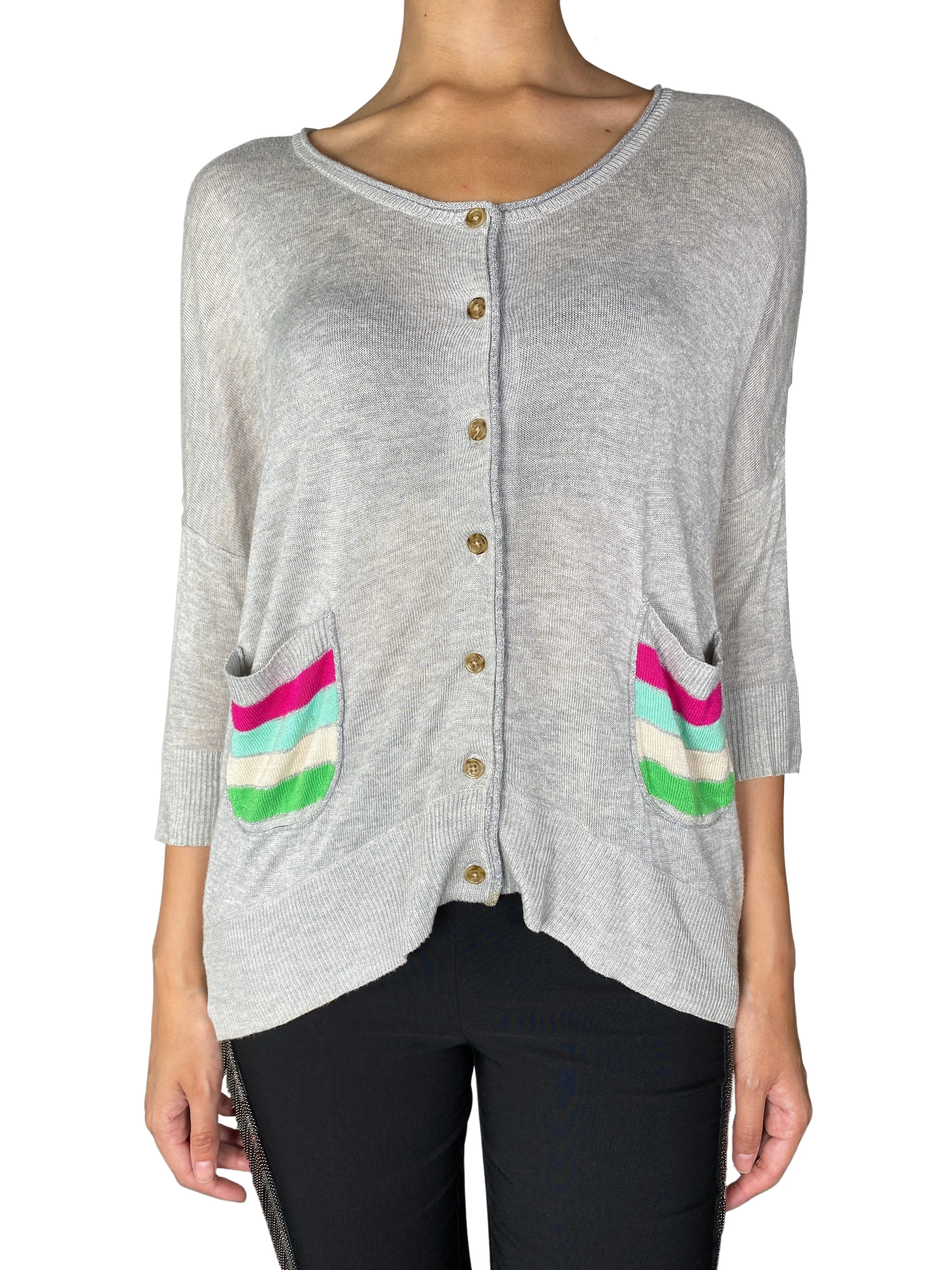 JAZMIN CHEBAR Sweater Gris Abierto