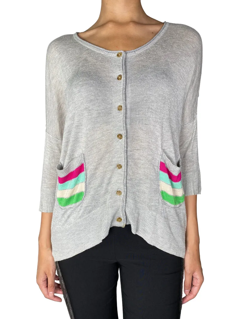 JAZMIN CHEBAR Sweater Gris Abierto