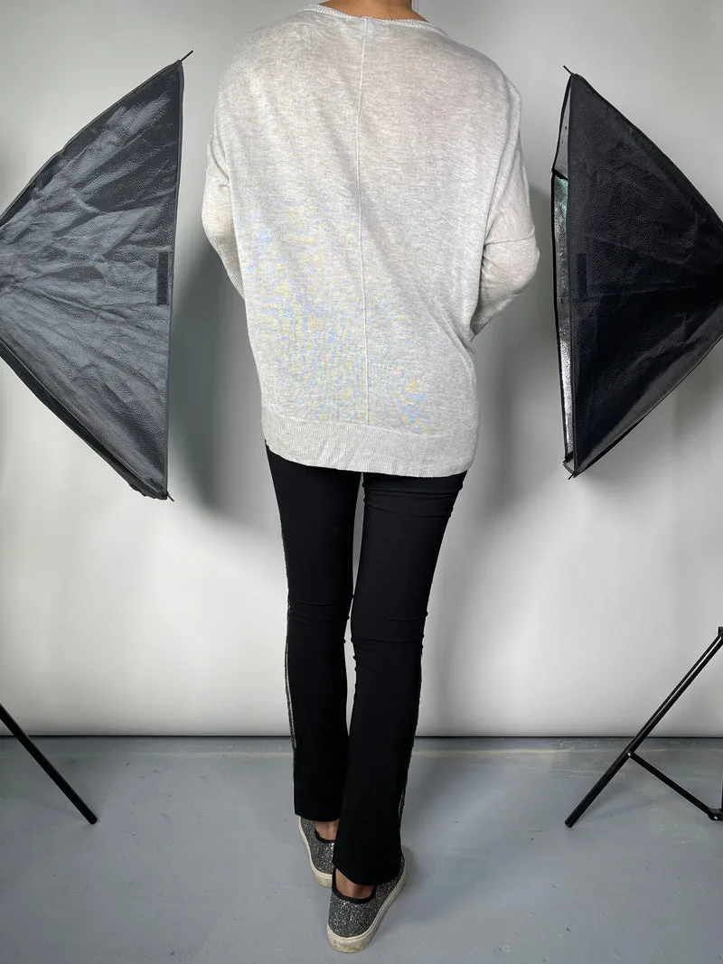 JAZMIN CHEBAR Sweater Gris Abierto