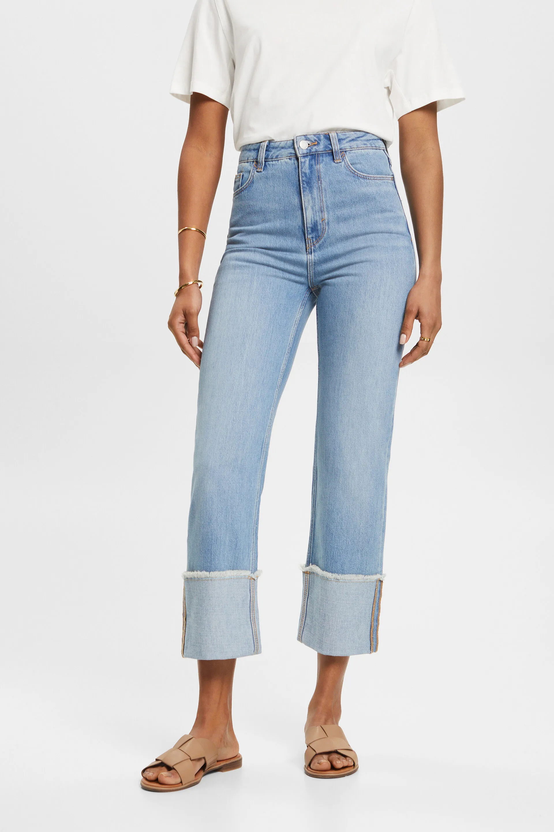 Jeans cropped estilo años 80 con dobleces, TENCEL™