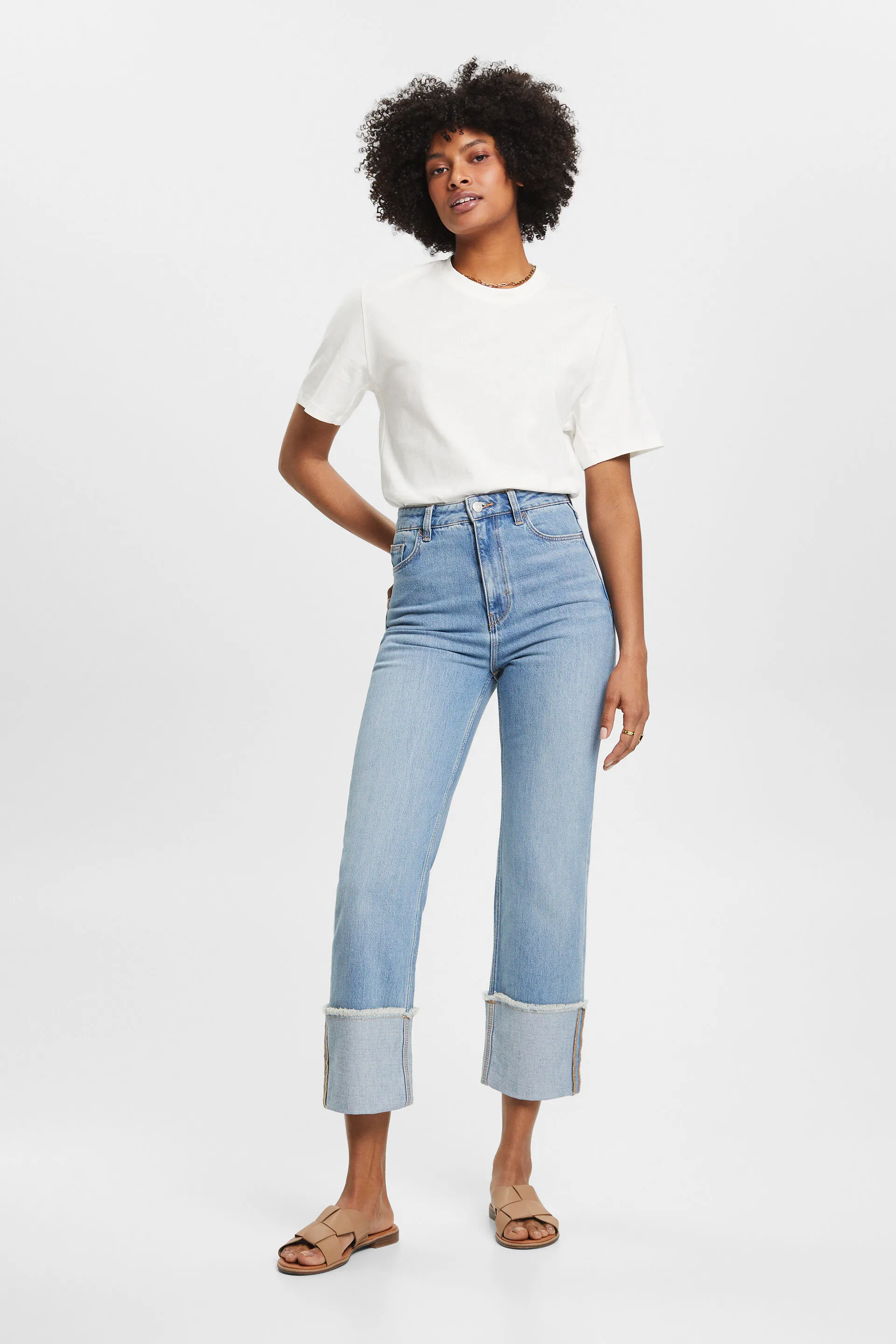 Jeans cropped estilo años 80 con dobleces, TENCEL™