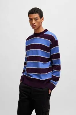 Jersey relaxed fit de algodón con rayas tejidas