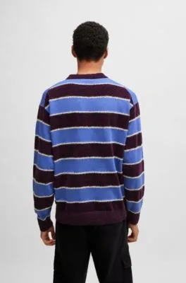 Jersey relaxed fit de algodón con rayas tejidas