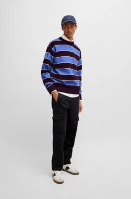 Jersey relaxed fit de algodón con rayas tejidas
