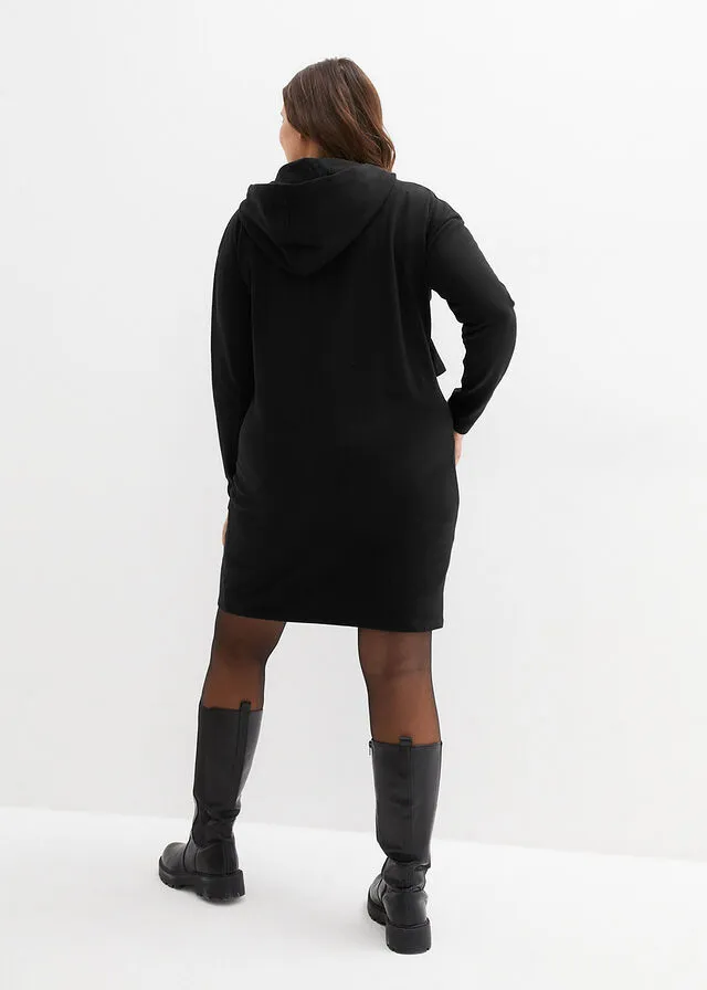 Jersey tipo sudadera premamá/de lactancia con cremallera Negro estampado