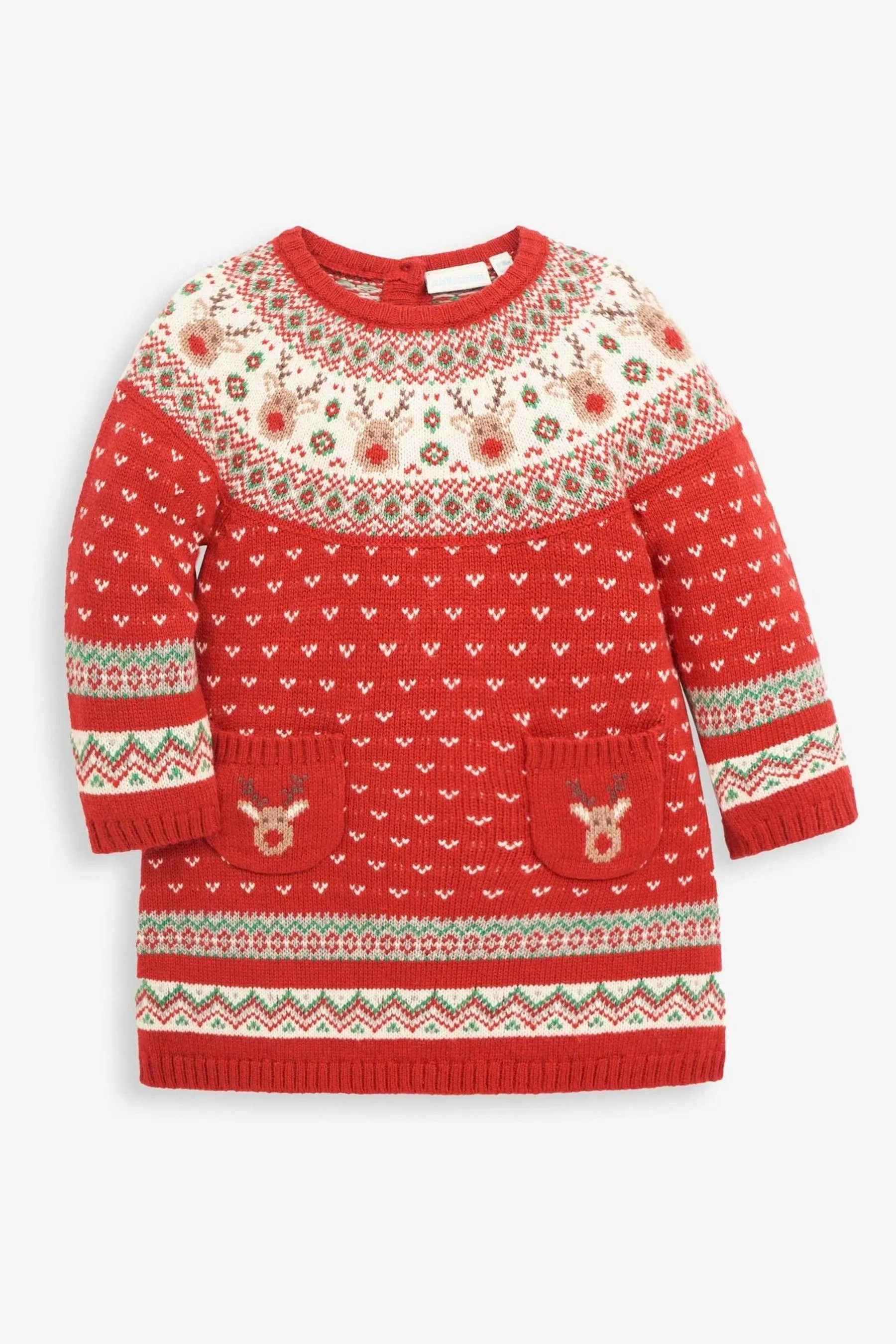 JoJo Maman Bébé Reindeer Fair Isle Vestido de punto