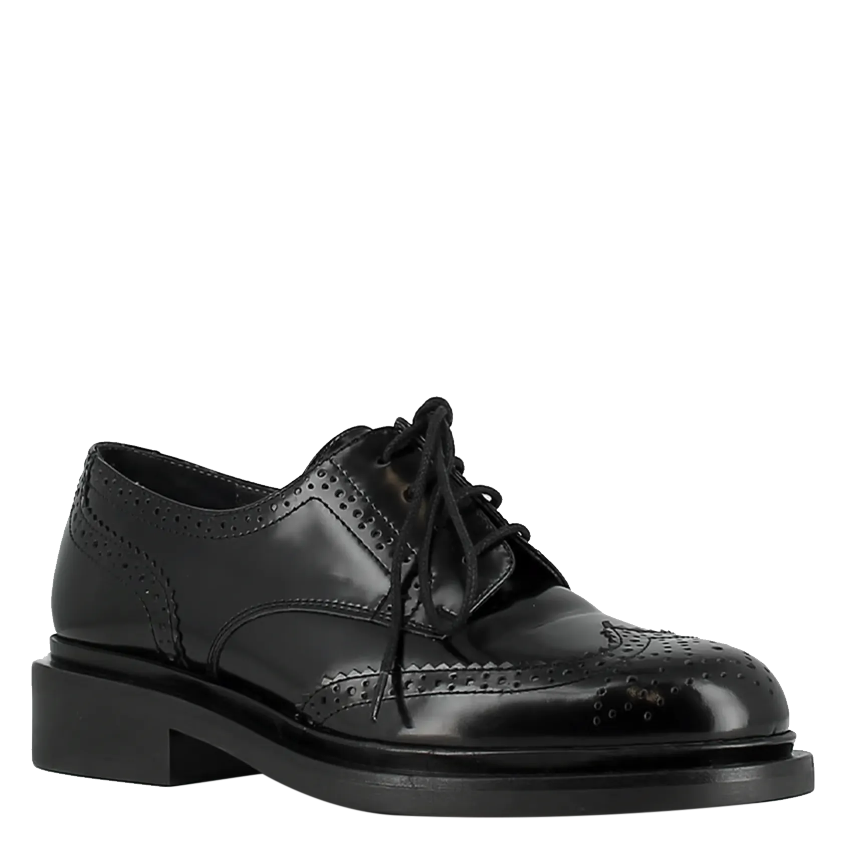 JONAK DUERMO  ZAPATOS DERBY PERFORADOS DE CUERO BRILLANTE EN NEGRO