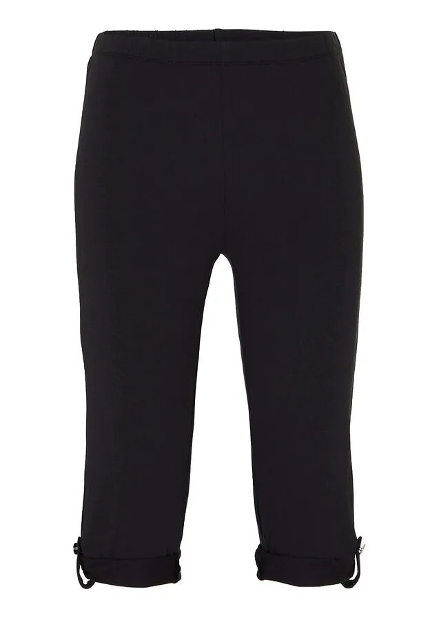 Leggings capri con botón Negro