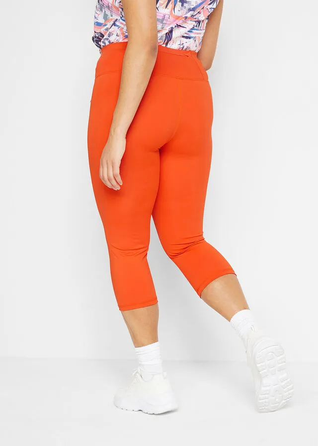 Leggings capri deportivos con bolsillo oculto en la cintura Negro