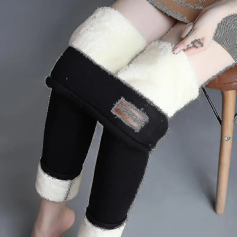 Leggings forrados de vellón Sherpa de invierno para mujeres, cintura alta elástica gruesa leggings de cachemira de felpa calient