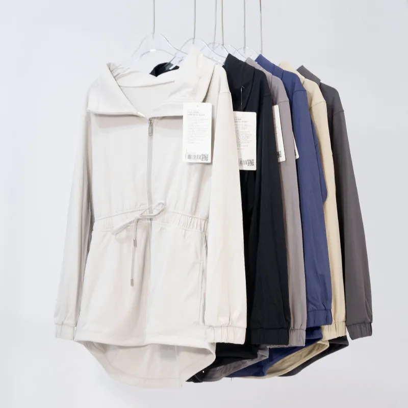 LL036 CHAQUETAS CON CINTURA CEñIDA PARA MUJER, GABARDINA CON CUELLO VUELTO, ROPA DEPORTIVA, CHAQUETA DE YOGA, ROPA DEPORTIVA, T