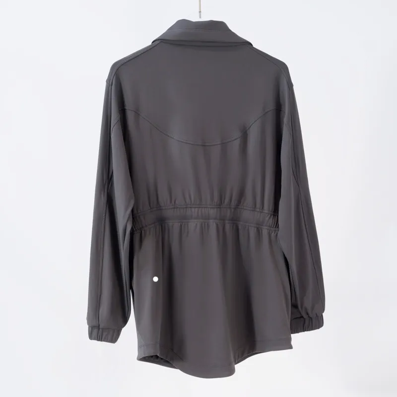 LL036 CHAQUETAS CON CINTURA CEñIDA PARA MUJER, GABARDINA CON CUELLO VUELTO, ROPA DEPORTIVA, CHAQUETA DE YOGA, ROPA DEPORTIVA, T