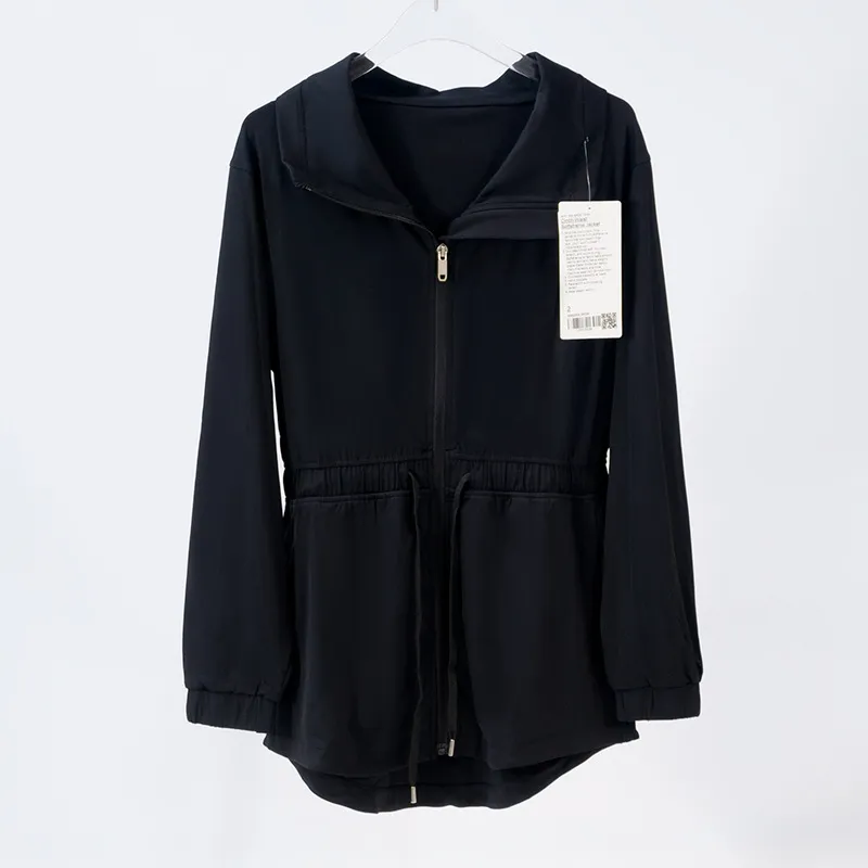 LL036 CHAQUETAS CON CINTURA CEñIDA PARA MUJER, GABARDINA CON CUELLO VUELTO, ROPA DEPORTIVA, CHAQUETA DE YOGA, ROPA DEPORTIVA, T