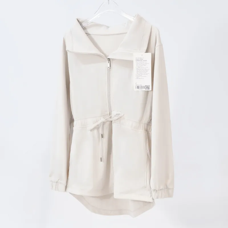 LL036 CHAQUETAS CON CINTURA CEñIDA PARA MUJER, GABARDINA CON CUELLO VUELTO, ROPA DEPORTIVA, CHAQUETA DE YOGA, ROPA DEPORTIVA, T