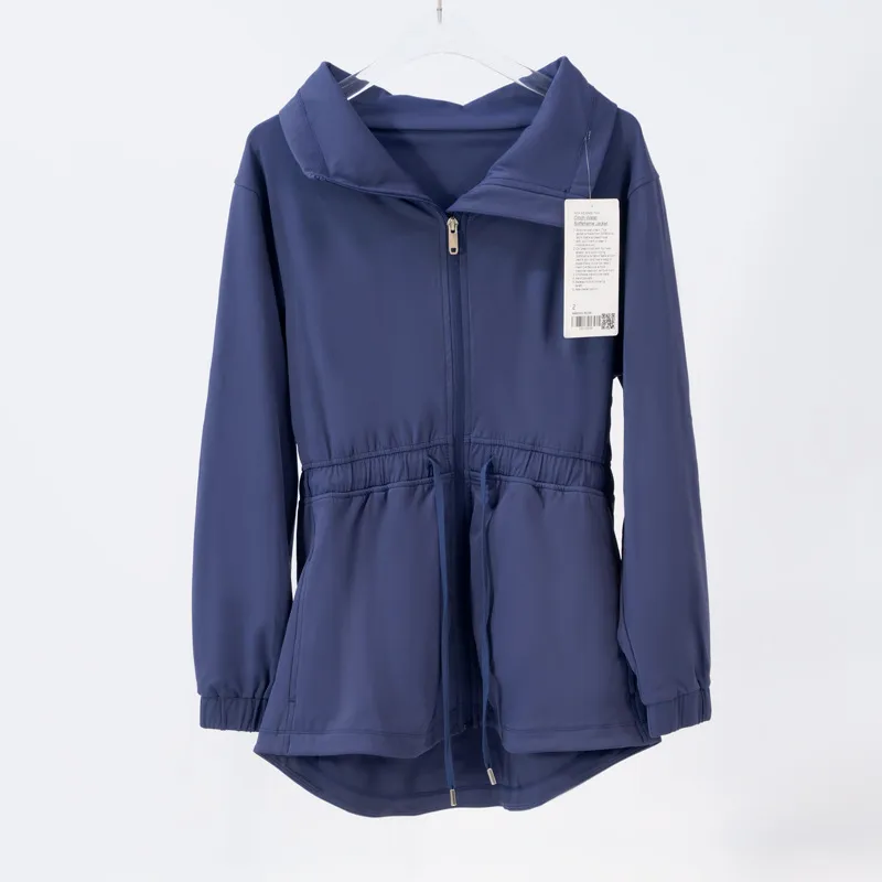 LL036 CHAQUETAS CON CINTURA CEñIDA PARA MUJER, GABARDINA CON CUELLO VUELTO, ROPA DEPORTIVA, CHAQUETA DE YOGA, ROPA DEPORTIVA, T