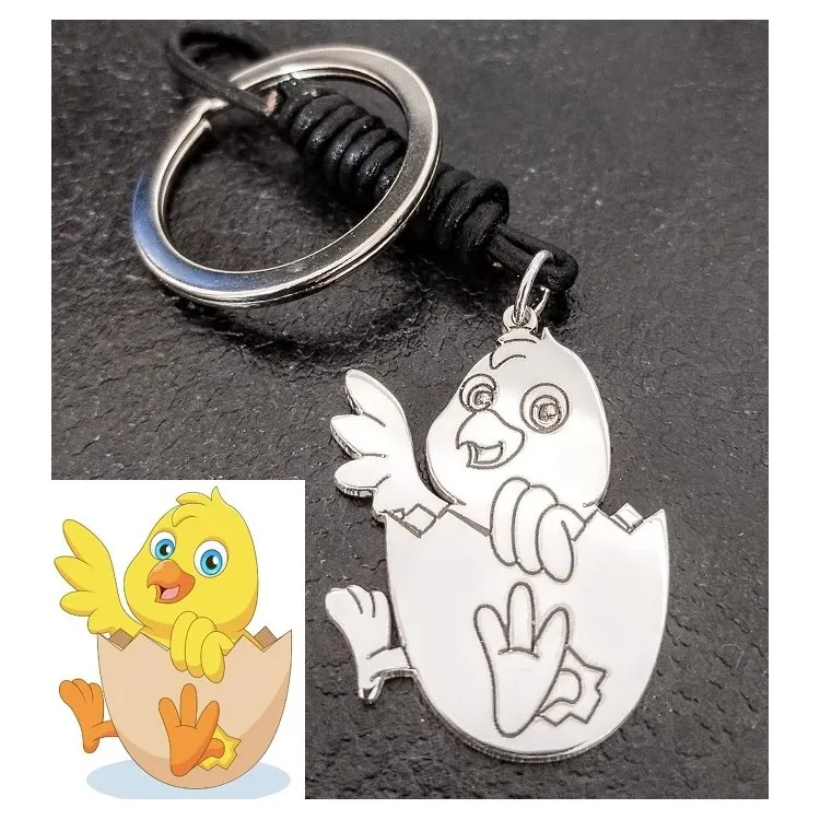 Llavero personalizado Dibujos tallados en plata de ley