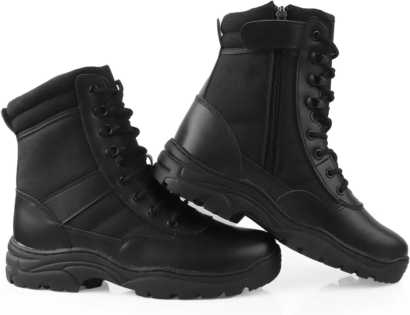LUDEY Botas Militares Hombre Cremallera Lateral Botas Tacticas Policiales Botas Militares de Seguridad Botas de Combate Botas Mi