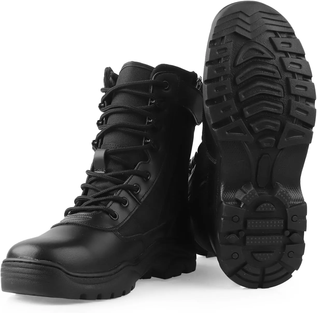 LUDEY Botas Militares Hombre Cremallera Lateral Botas Tacticas Policiales Botas Militares de Seguridad Botas de Combate Botas Mi
