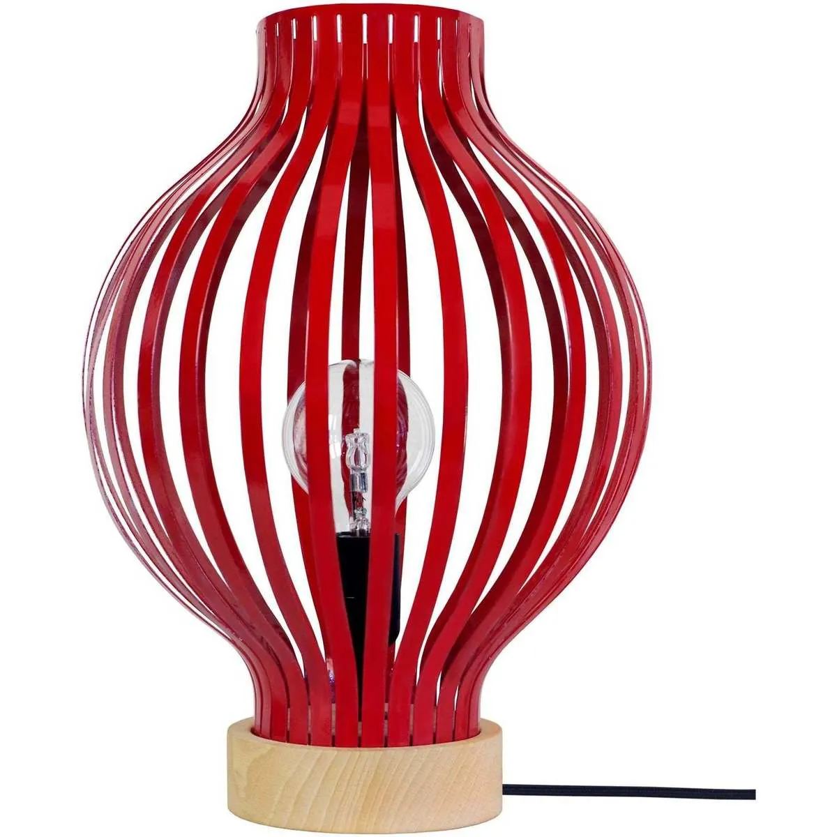 Lámpara de Mesa redondo metal natural y rojo