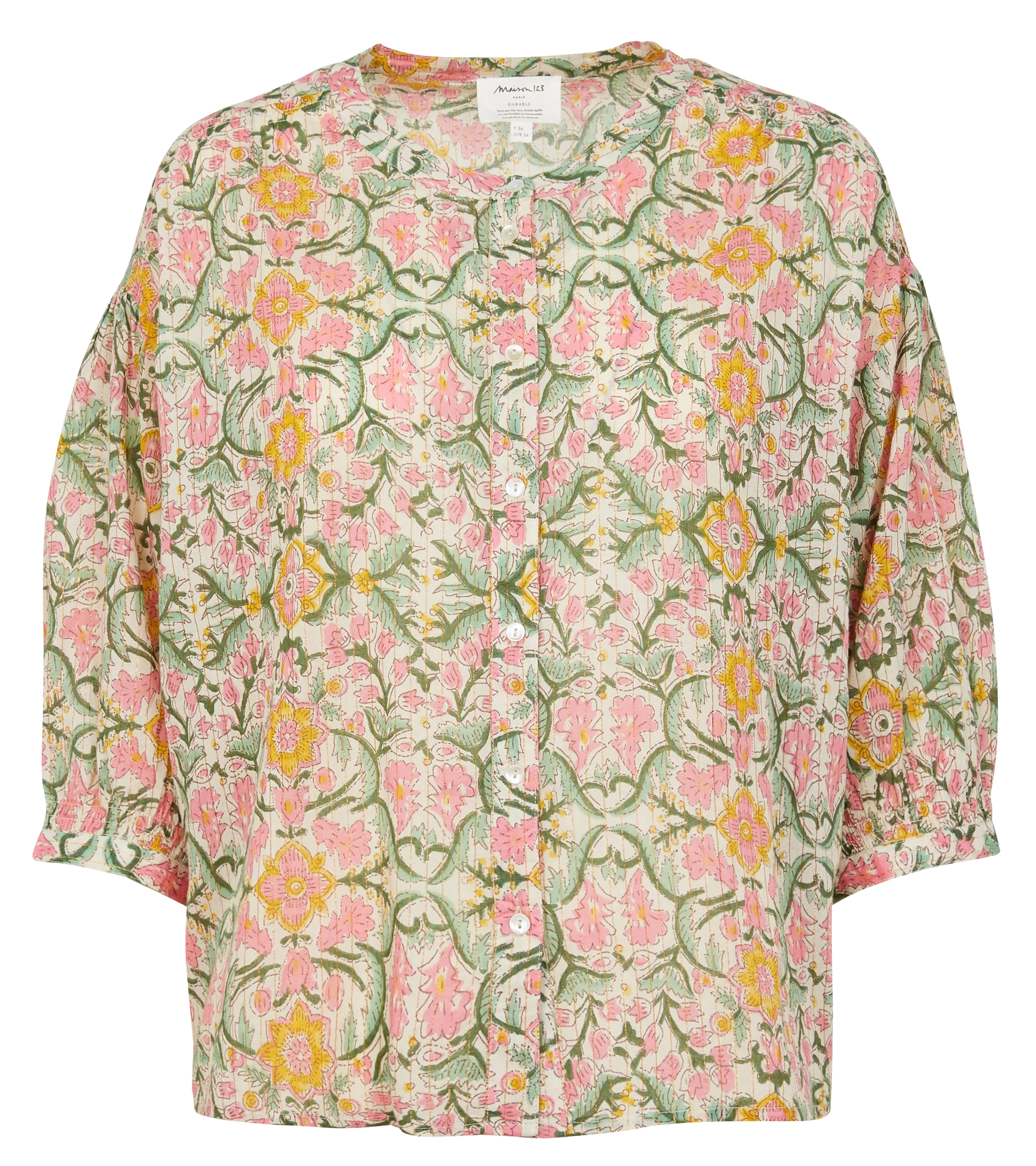 MAISON 123 BLISS  CAMISETA HOLGADA DE CUELLO REDONDO EN MEZCLA DE ALGODóN EN ROSA