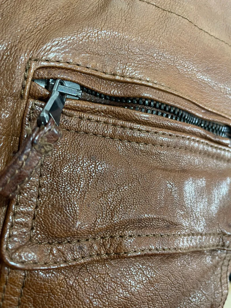 MASSIMO DUTTI Chaqueta Cuero Café