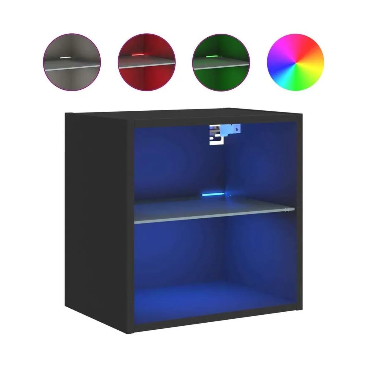 Mesita de noche de pared con luces LED negro