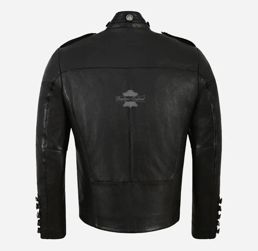 MILITARY PARADE Men's Studded Leather Jacket Classic Fashion Jacket