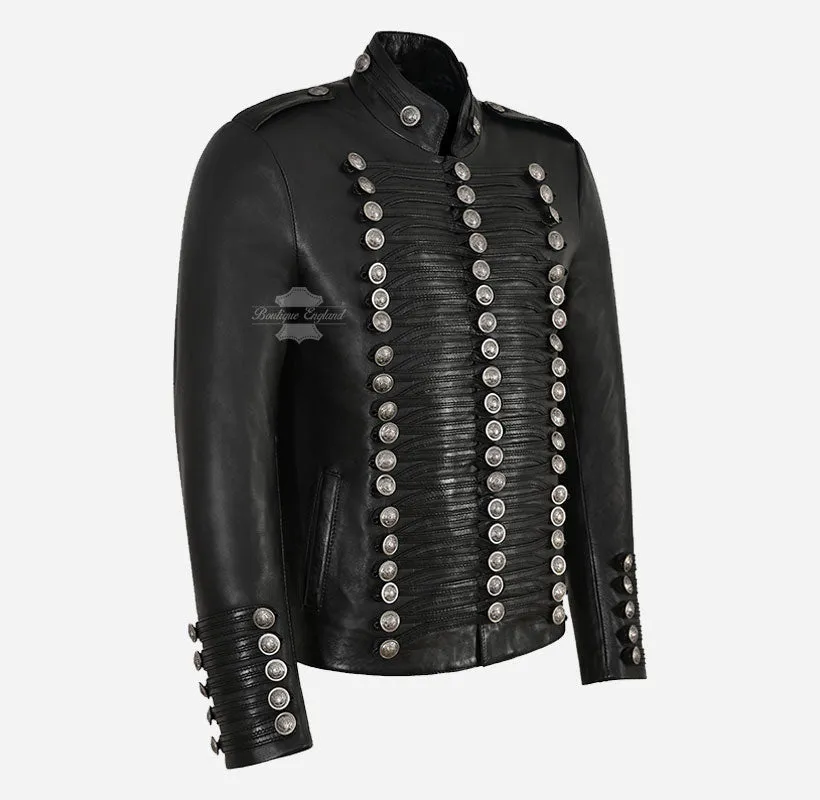 MILITARY PARADE Men's Studded Leather Jacket Classic Fashion Jacket