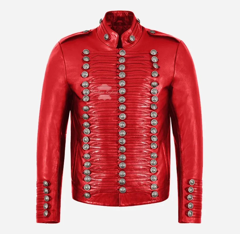 MILITARY PARADE Men's Studded Leather Jacket Classic Fashion Jacket
